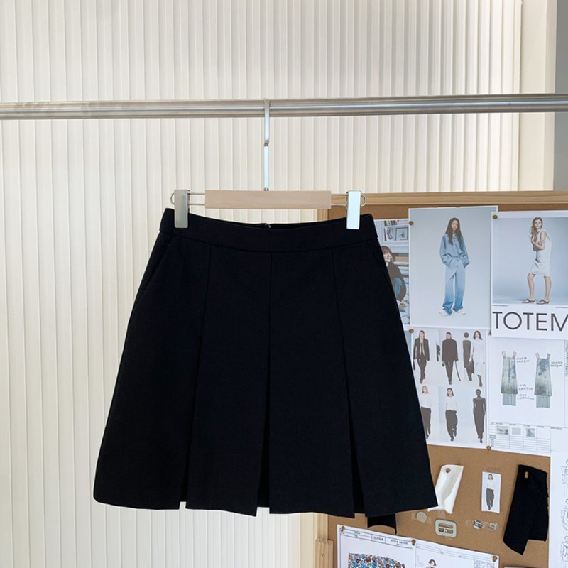 现货ICIC小禾同源女装春季新款防缩毛条绵羊毛弹力斜纹花呢半身裙 - 图1