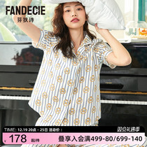 Findpoetry striped printed pure cotton pyjamas woman short sleeve loose comfort Comfortable Neighborhood Home suit FL00197