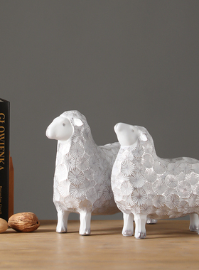 小绵羊摆件玄关酒柜高级感装饰品