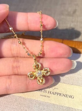 S925纯银项链十字架金刚杵新中式国风镶碳钻锆石轻奢高端小众级感