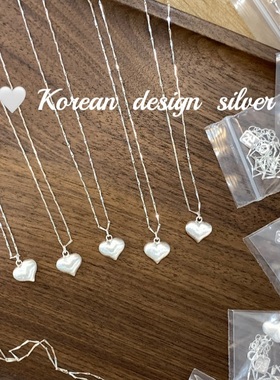 韩国复古爱心拉丝S925纯银项链轻奢小众高端级设计感气质锁骨颈链