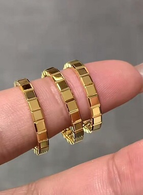 S925纯银戒指方糖巧克力复中古轻奢高端小众级设计感时尚百搭精致