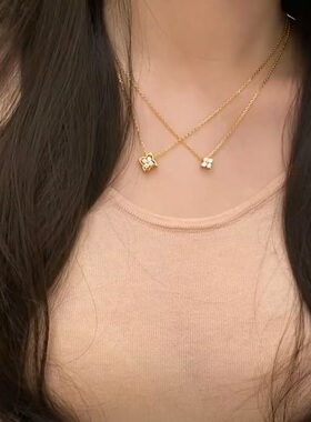 S925纯银项链四叶草可拆复古龙心同款轻奢高端小众级设计感锁骨颈