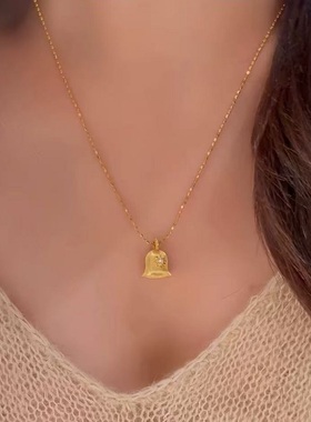 S925纯银拉丝铃铛万能扣轻奢高端小众级感气质名媛时尚复古锁骨颈