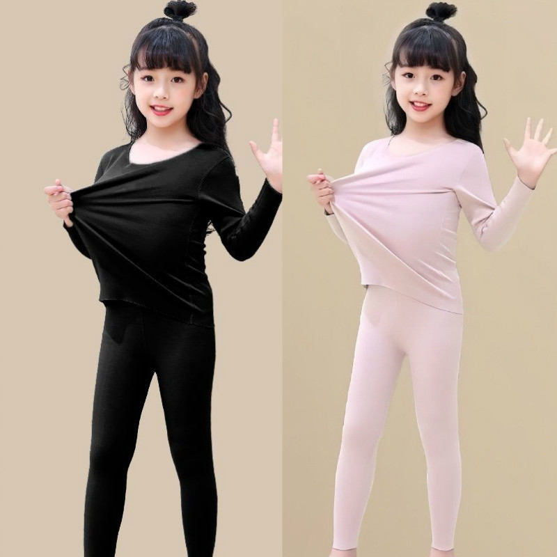 德绒儿童保暖内衣套装秋冬加绒宝宝女童秋衣秋裤冬季睡衣女孩大童 - 图0