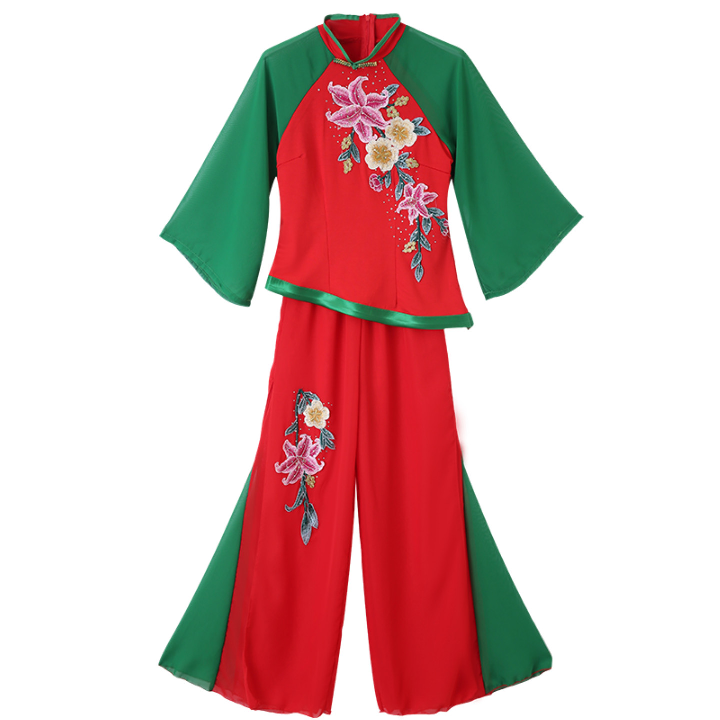 广场舞服装新款套装古典扇子舞秧歌灯笼服中老年跳舞演出表演服女
