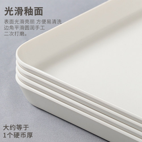 密胺餐具长方形托盘厨房接水沥水盘塑料餐盘商用餐饮白色盘子茶盘 - 图1