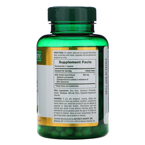 美国 Nature s Bounty Milk Thistle 水飞蓟奶蓟 250mg 200粒 - 图1