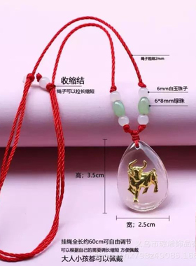 饰品十二生肖镶金水晶本命年礼物男女成年儿童项链属相吊坠礼物