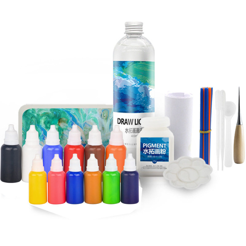 水拓画套装儿童浮水湿拓画颜料水影画非遗漂漆扇diy材料玩具工具,淘宝优惠券,粉丝福利购,淘宝优惠卷