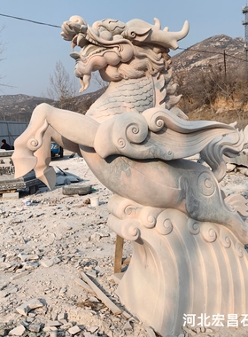 石雕龙马雕塑 大型花岗岩雕刻龙马精神主题动物雕塑 公园广场景区