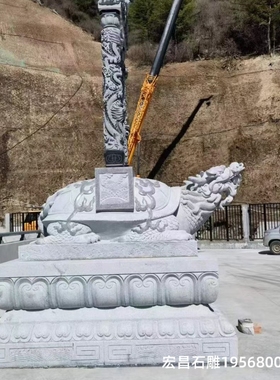 大型石雕龟驮碑 寺庙景区祠堂花岗岩石头雕刻石龟碑 龙头龟功德碑