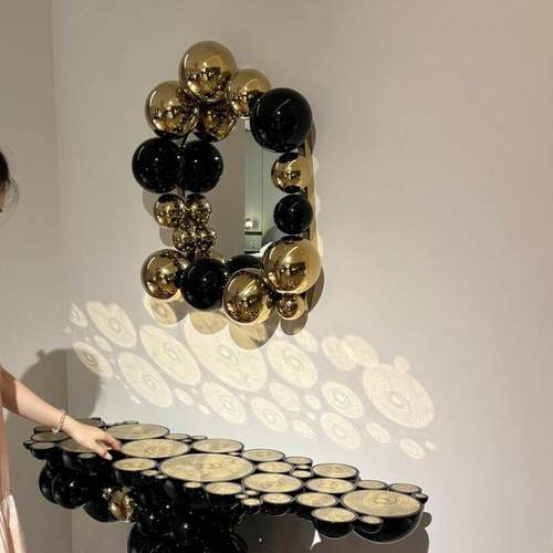 葡萄牙轻奢风装饰镜入户客厅艺术设计镜子现代别墅墙面挂镜玄关镜 - 图2