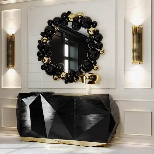 葡萄牙轻奢风装饰镜入户客厅艺术设计镜子现代别墅墙面挂镜玄关镜 - 图1