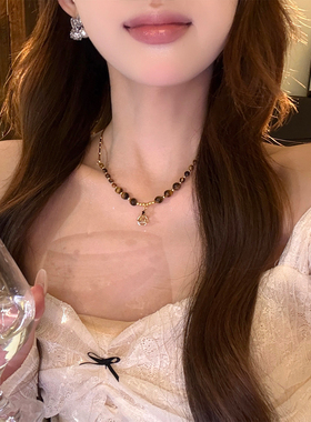 【Mielin】秋栗榛果 复古虎眼石串珠项链早秋氛围感锁骨链毛衣链