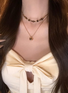 【Mielin】秋日渐浓 复古美拉德虎眼石项链多层叠戴锁骨链颈链女