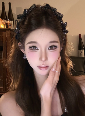 【Mielin】巴黎邂逅 黑色水钻蝴蝶结发箍高颅顶神器头箍防滑发卡