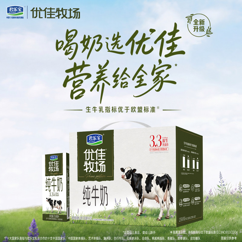 【新品】君乐宝纯牛奶优佳牧场纯牛奶早餐牛奶250ml*12盒整箱 新品  实拍商品图