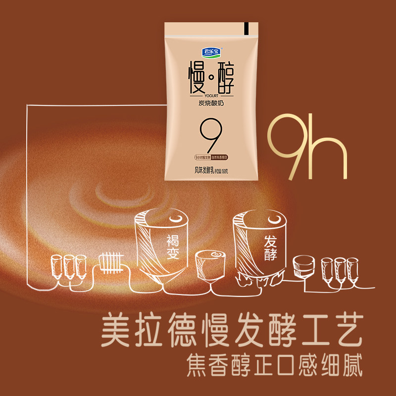 君乐宝旗舰店慢醇炭烧酸奶风味酸牛奶发酵乳酸奶袋装150g*12袋