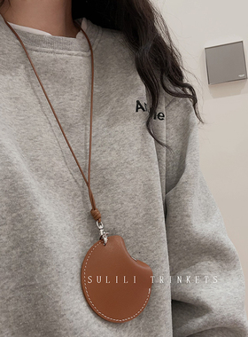 挂脖多功能皮革项链墨镜夹户外旅行便携眼镜钥匙耳机收纳挂绳配饰