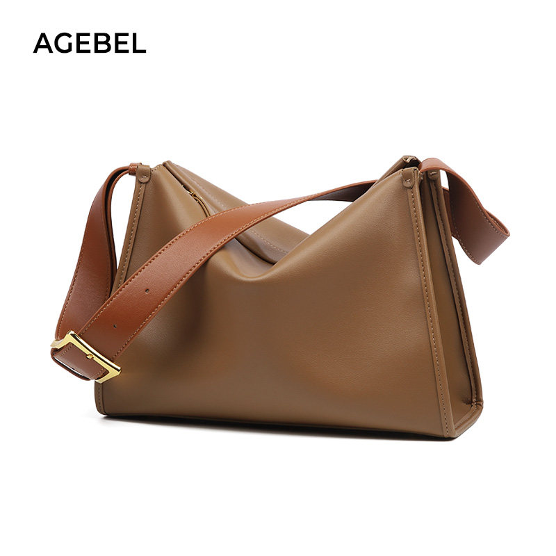 2021秋冬高级感真皮宽肩带大包包 艾吉贝女士包袋