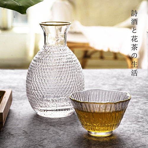 日式金边锤纹清酒杯梅子酒杯果酒白酒杯小杯子米酒一口杯女生茶杯 - 图2