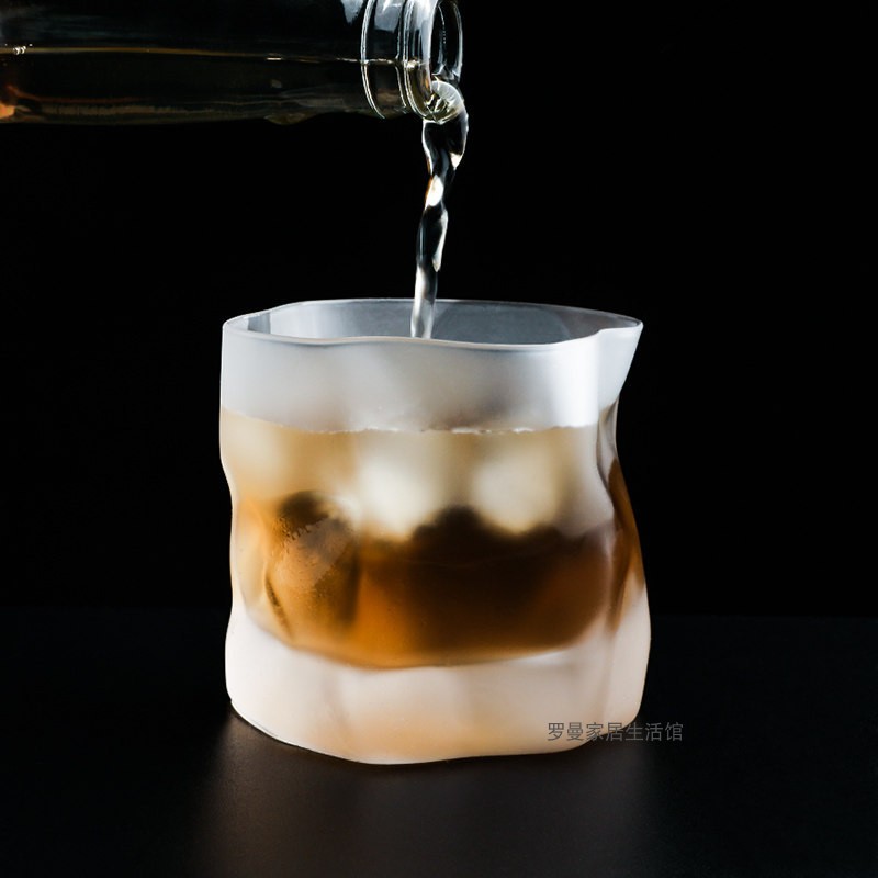 日式描金玻璃杯洋酒杯子威士忌杯不规则啤酒杯扭纹杯水杯果汁酒杯-图1