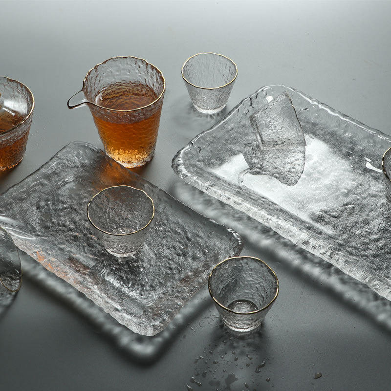 日式冰露玻璃小茶盘家用透明托盘功夫茶具创意壶承干泡台点心盘子-图2