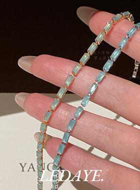 李大爷饰品 轻奢雾海海蓝锆石卡扣ins风简约复古双色叠戴手链手饰