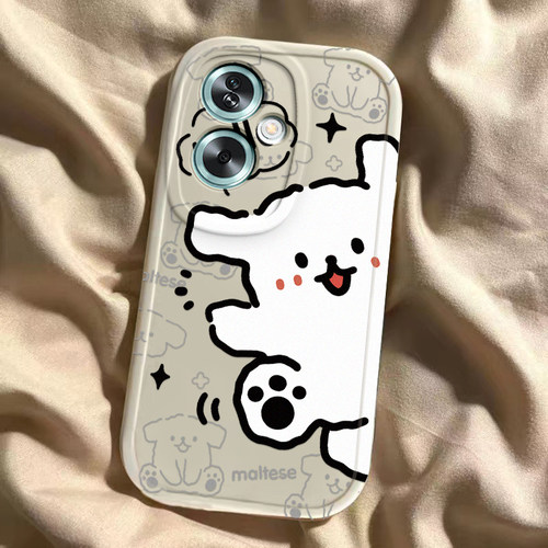 适用于oppoa1s手机壳a2新款a2pro硅胶a32A36a55A57a58A72a73A83a93防摔全包a3A5a7x男女款a8A9a11开心小白狗 - 图1
