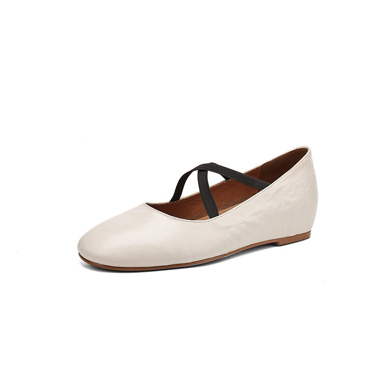 头层羊皮法式内增高松紧交叉带玛丽珍鞋2025春季浅口百搭芭蕾单鞋,淘宝优惠券,粉丝福利购,淘宝优惠卷