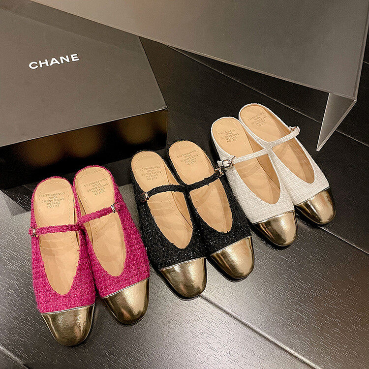 粉黛玫瑰~ 小香风圆头平底包头外穿拖鞋复古拼色编织凉鞋穆勒鞋女,淘宝优惠券,粉丝福利购,淘宝优惠卷