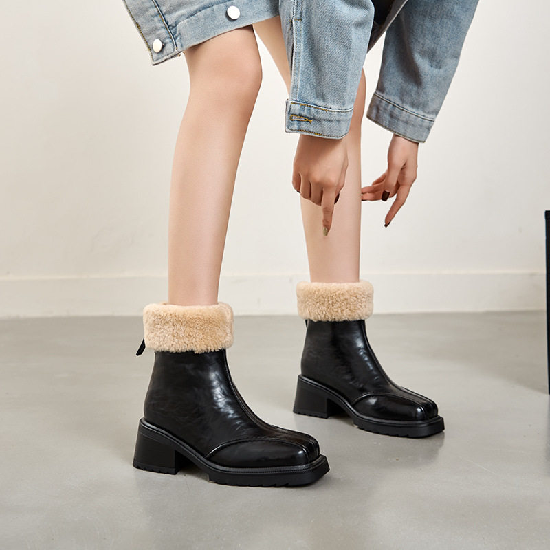 羊毛雪地靴女冬加绒加厚棉鞋厚底软底粗跟中跟软皮短靴外穿毛毛鞋,淘宝优惠券,粉丝福利购,淘宝优惠卷