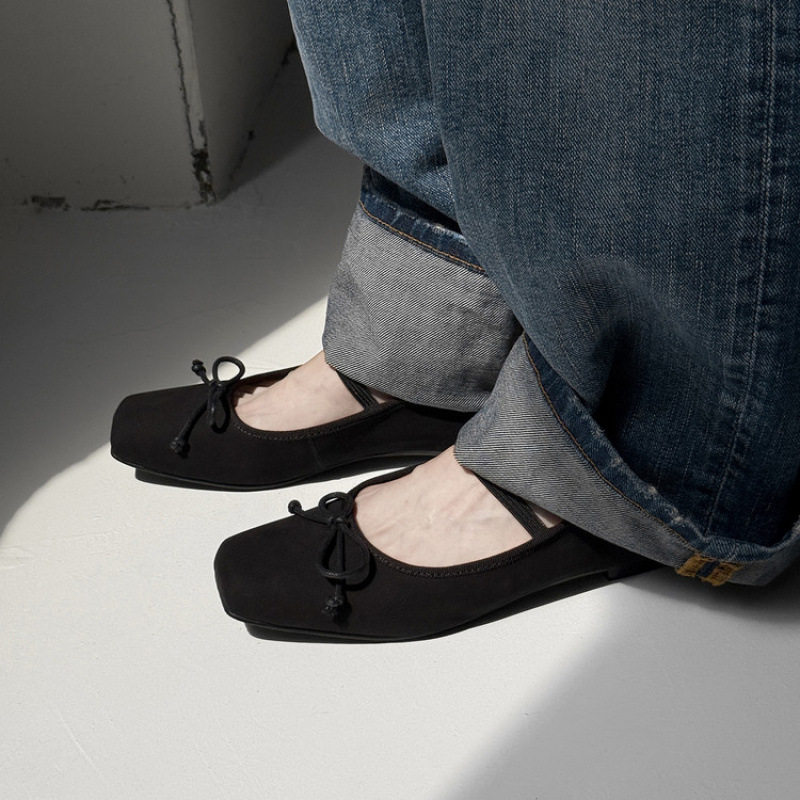 仙女风蝴蝶结一字带浅口单鞋女休闲百搭方头平底玛丽珍鞋,淘宝优惠券,粉丝福利购,淘宝优惠卷