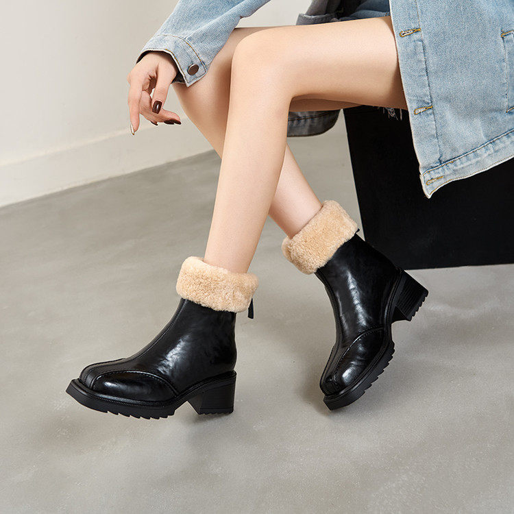 羊毛雪地靴女冬加绒加厚棉鞋厚底软底粗跟中跟软皮短靴外穿毛毛鞋,淘宝优惠券,粉丝福利购,淘宝优惠卷