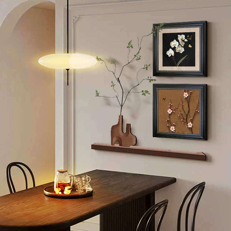 中古风玄关装饰画进门复古饭厅餐桌背景墙挂画美式客厅画花卉壁画 - 图1