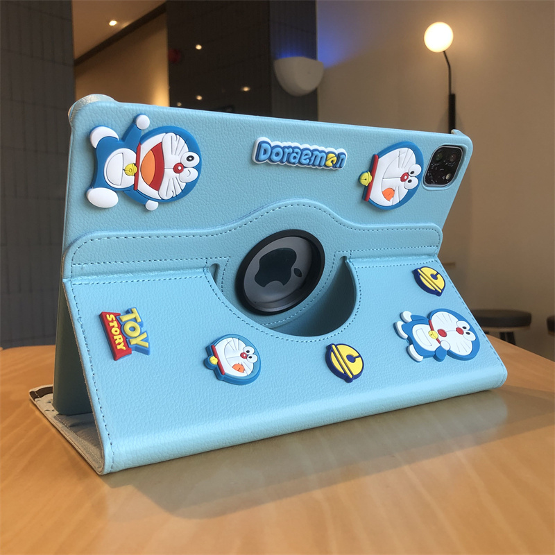 diy蓝胖子公仔360度旋转iPad9/8/7保护套10.2寸9.7适用a2197苹果air54平板壳Pro11卡通A1566防摔第十代10.9寸-图3