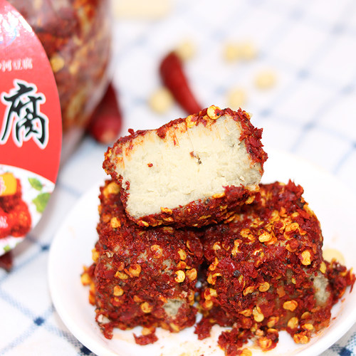 四川宜宾沙河特产胡二娃红豆腐霉豆腐麻辣味豆腐乳罐装500g*2瓶装 - 图1