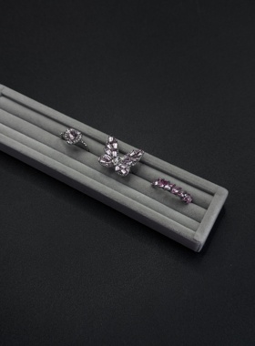 爱心锆石排钻戒指 欧美INS风嘻哈潮流时尚女士指环小众R30411