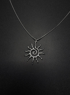Vintage古著设计感古早风太阳sun吊坠项链