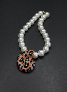 欧美海边度假风串珠项链立体贝壳印花吊坠个性潮流锁骨吊坠R22210