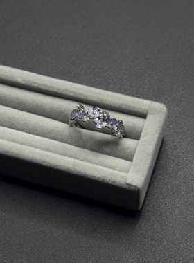 复古梦幻蓝色蝴蝶花朵戒指甜美精致高级感指环女B122851