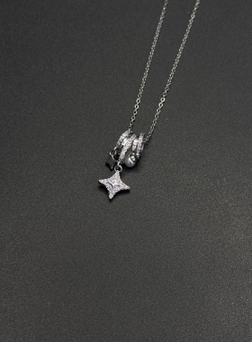 Vintage古着设计感四芒星吊坠配饰简约高级感森系项链H111955