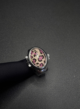 New Vintage古著猎豹纹宝石戒指