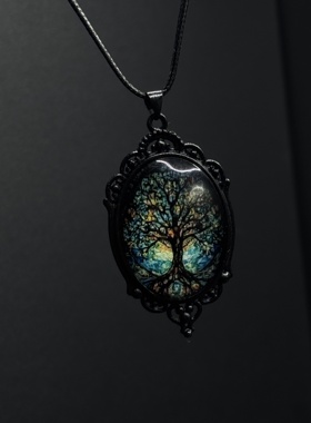 热销复古哥特式乌鸦十字架巫女万圣节吊坠项链欧美饰品P12051