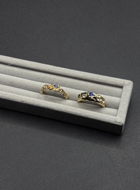 欧美跨境熔岩冷淡风镶钻开口戒指套装不规则微镶指环手饰R30204