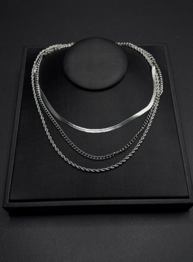 欧美跨境热销项饰金属刀片链麻花链分层项链跨境时尚项链R31211