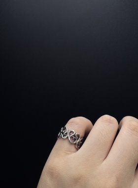 Vintage古着十字架爱心戒指女小众设计轻奢时尚个性戒指P72657