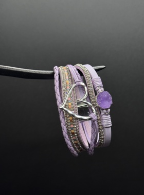 Vintage古著紫色爱心多层磁吸手小众设计高级轻奢精致款R40610