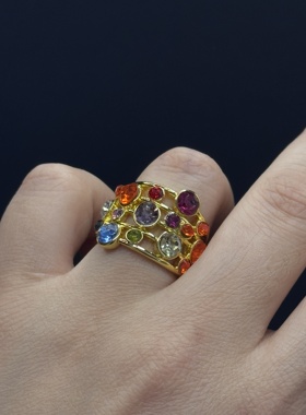 夏季新款 欧美风时尚多色彩石戒指 女士流行百搭手饰饰品R30315